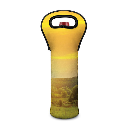 Sunrise Field Print Single Neoprene Wine Tote