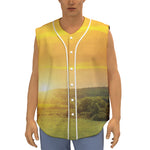 Sunrise Field Print Sleeveless Baseball Jersey