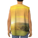 Sunrise Field Print Sleeveless Baseball Jersey