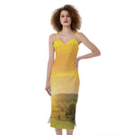 Sunrise Field Print Slim Fit Midi Cami Dress