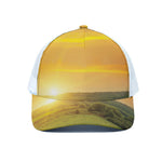 Sunrise Field Print White Mesh Trucker Cap
