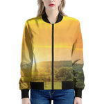 Sunrise Field Print Women's Bomber Jacket