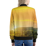 Sunrise Field Print Women's Bomber Jacket
