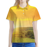 Sunrise Field Print Women's Polo Shirt