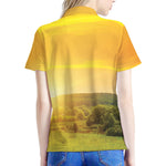 Sunrise Field Print Women's Polo Shirt