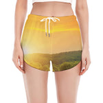 Sunrise Field Print Women's Split Running Shorts