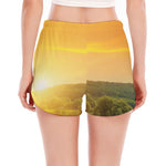 Sunrise Field Print Women's Split Running Shorts