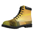 Sunrise Field Print Padded Collar Lace Up Boots