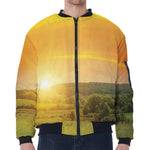 Sunrise Field Print Zip Sleeve Bomber Jacket