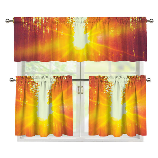 Sunrise Forest Print 3 Piece Kitchen Curtains