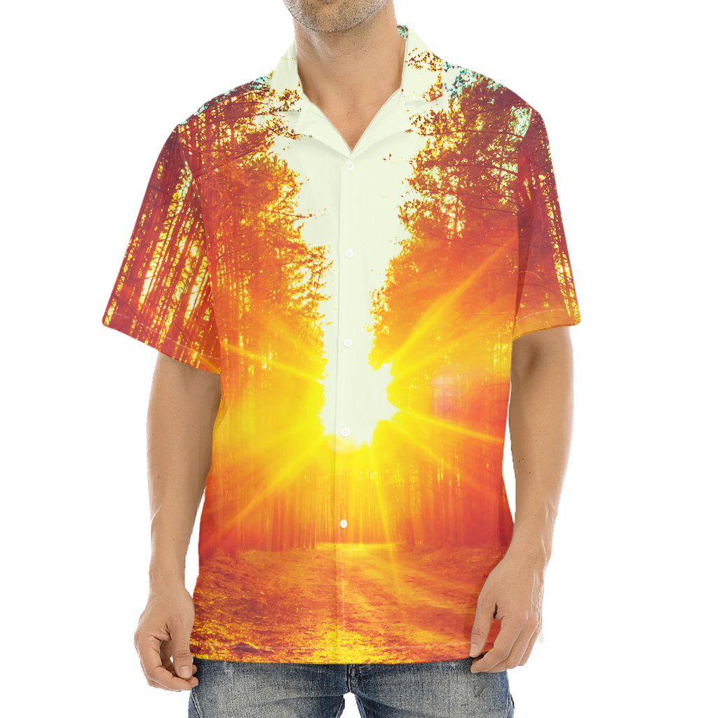 Sunrise Forest Print Aloha Shirt