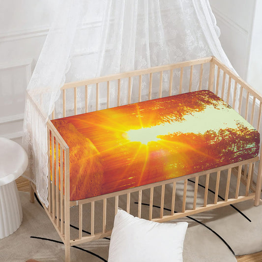 Sunrise Forest Print Baby Crib Sheet