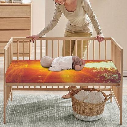 Sunrise Forest Print Baby Crib Sheet