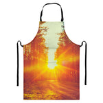 Sunrise Forest Print Bib Apron With Pocket