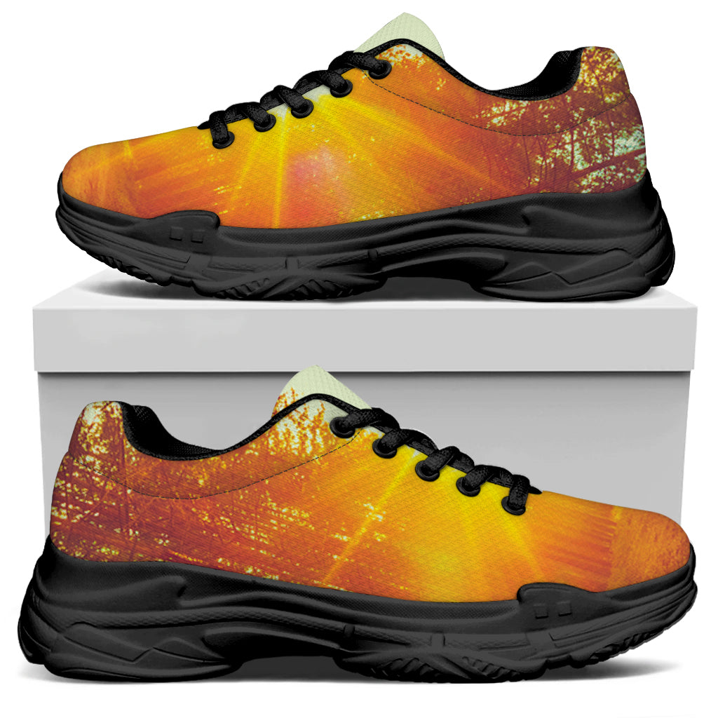 Sunrise Forest Print Black Chunky Shoes