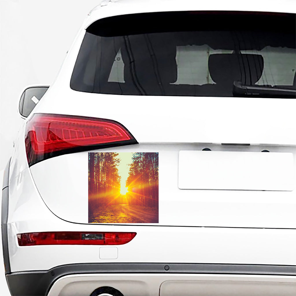 Sunrise Forest Print Car Sticker