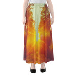 Sunrise Forest Print Chiffon Maxi Skirt