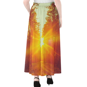 Sunrise Forest Print Chiffon Maxi Skirt