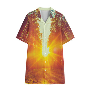 Sunrise Forest Print Cotton Hawaiian Shirt