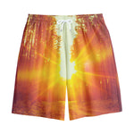 Sunrise Forest Print Cotton Shorts