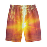 Sunrise Forest Print Cotton Shorts