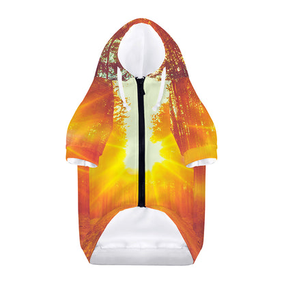 Sunrise Forest Print Dog Zip Up Hoodie