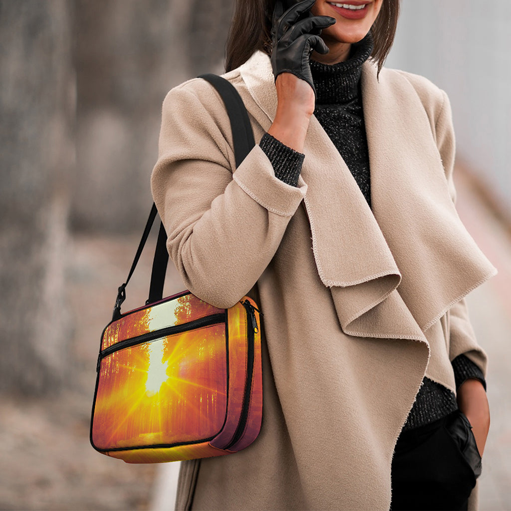 Sunrise Forest Print Double Strap Bible Bag