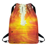 Sunrise Forest Print Drawstring Backpack