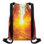 Sunrise Forest Print Drawstring Backpack