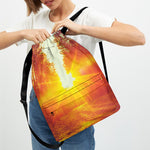 Sunrise Forest Print Drawstring Backpack