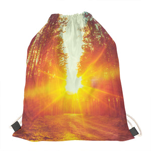 Sunrise Forest Print Drawstring Bag