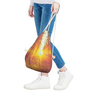 Sunrise Forest Print Drawstring Bag