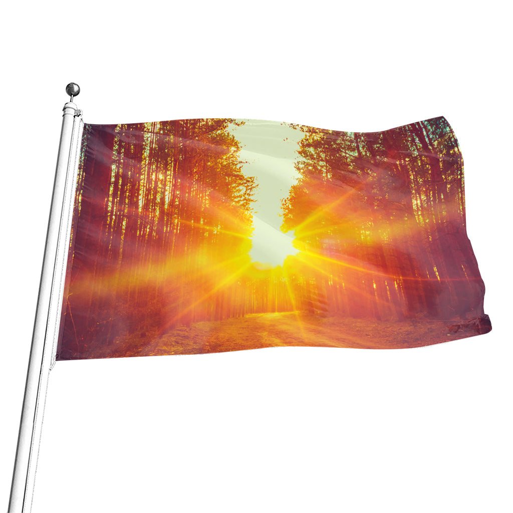 Sunrise Forest Print Flag