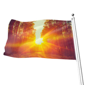 Sunrise Forest Print Flag