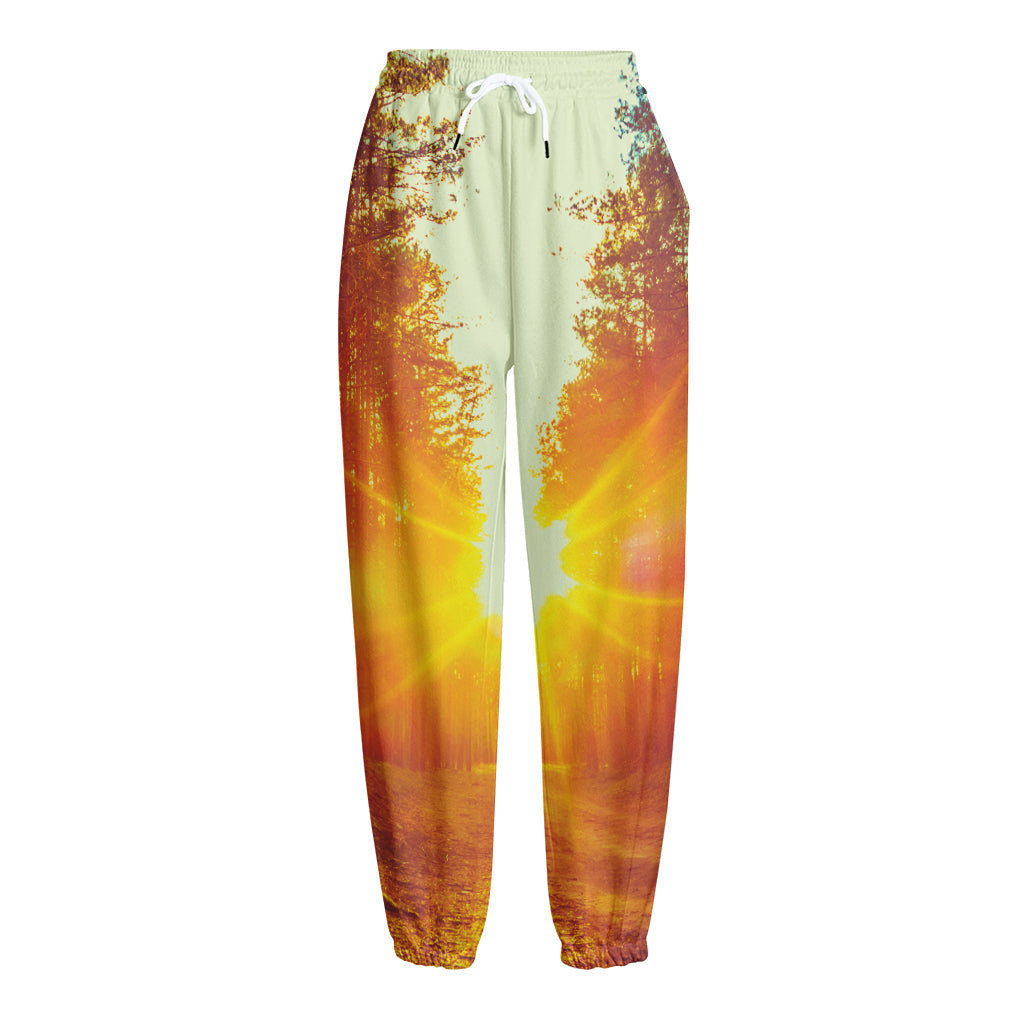 Sunrise Forest Print Fleece Lined Knit Pants