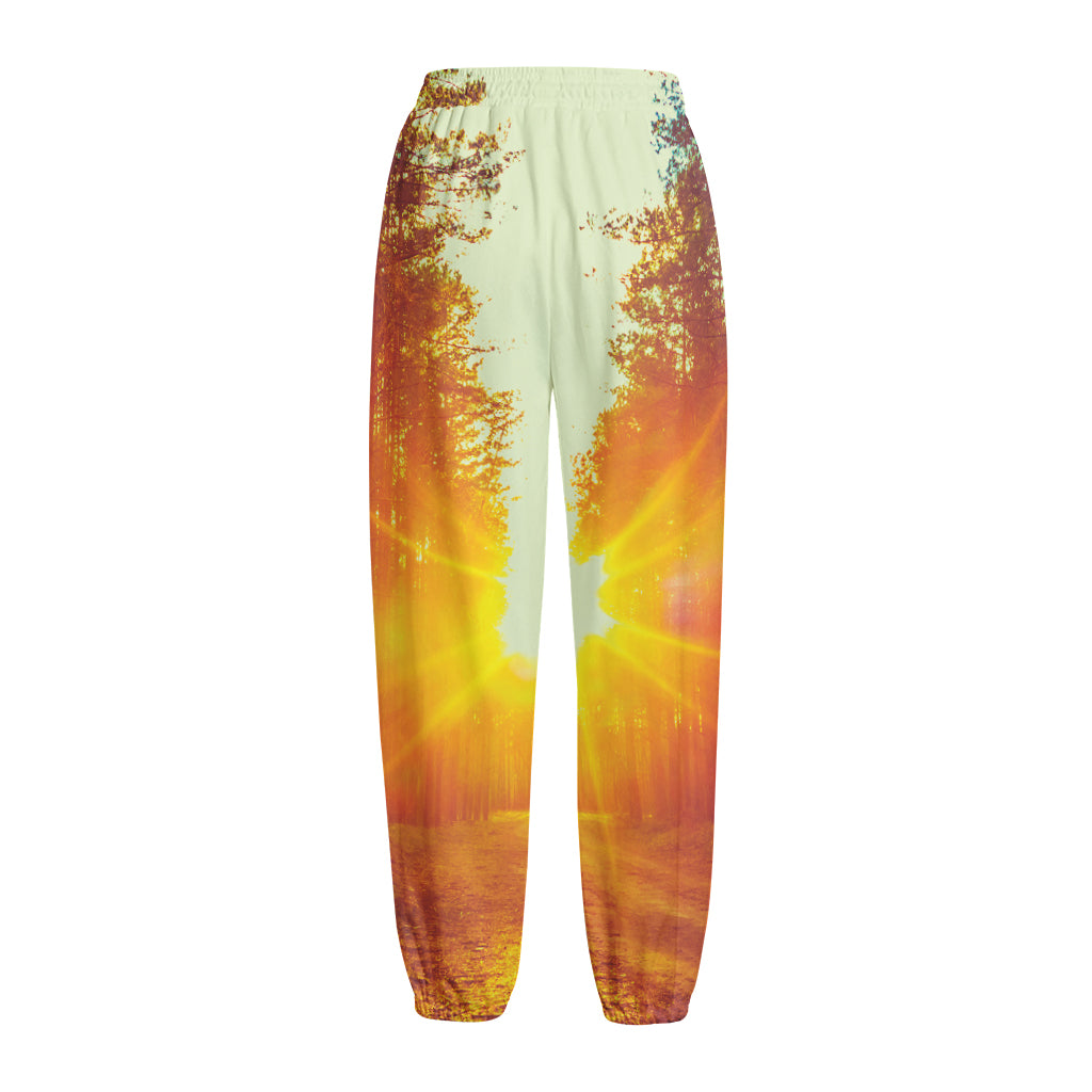 Sunrise Forest Print Fleece Lined Knit Pants