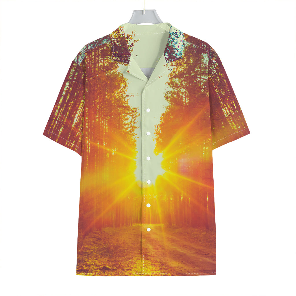 Sunrise Forest Print Hawaiian Shirt