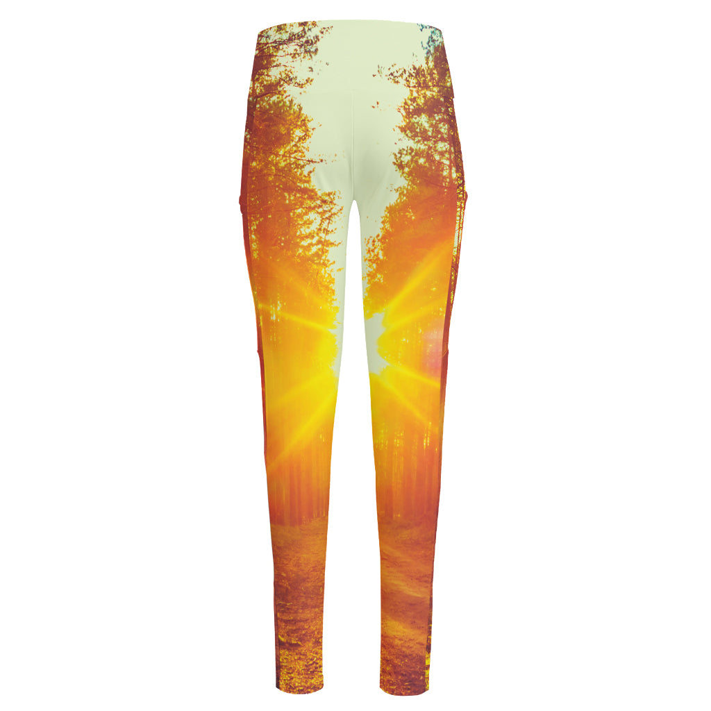 Sunrise Forest Print High-Waisted Pocket Leggings