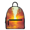 Sunrise Forest Print Leather Backpack