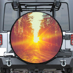 Sunrise Forest Print Leather Spare Tire Cover
