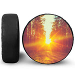 Sunrise Forest Print Leather Spare Tire Cover