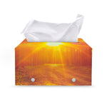 Sunrise Forest Print Leather Tissue Box Cover