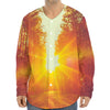 Sunrise Forest Print Long Sleeve Baseball Jersey