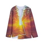 Sunrise Forest Print Long Sleeve Short Coat