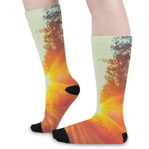 Sunrise Forest Print Long Socks
