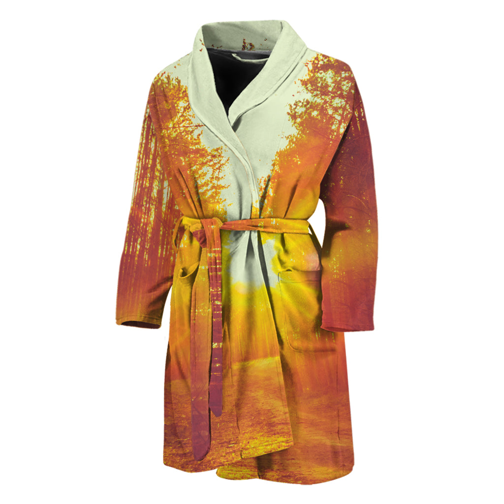 Sunrise Forest Print Men's Bathrobe