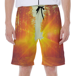Sunrise Forest Print Men's Beach Shorts