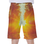 Sunrise Forest Print Men's Beach Shorts