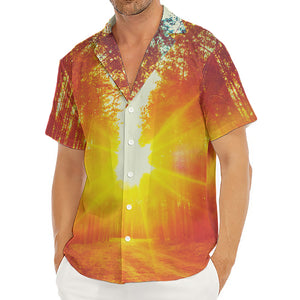 Sunrise Forest Print Men's Deep V-Neck Shirt