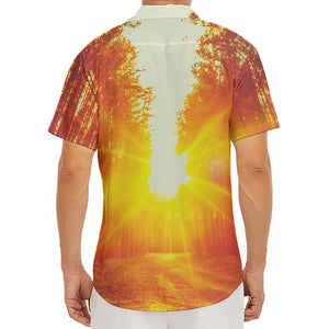 Sunrise Forest Print Men's Deep V-Neck Shirt
